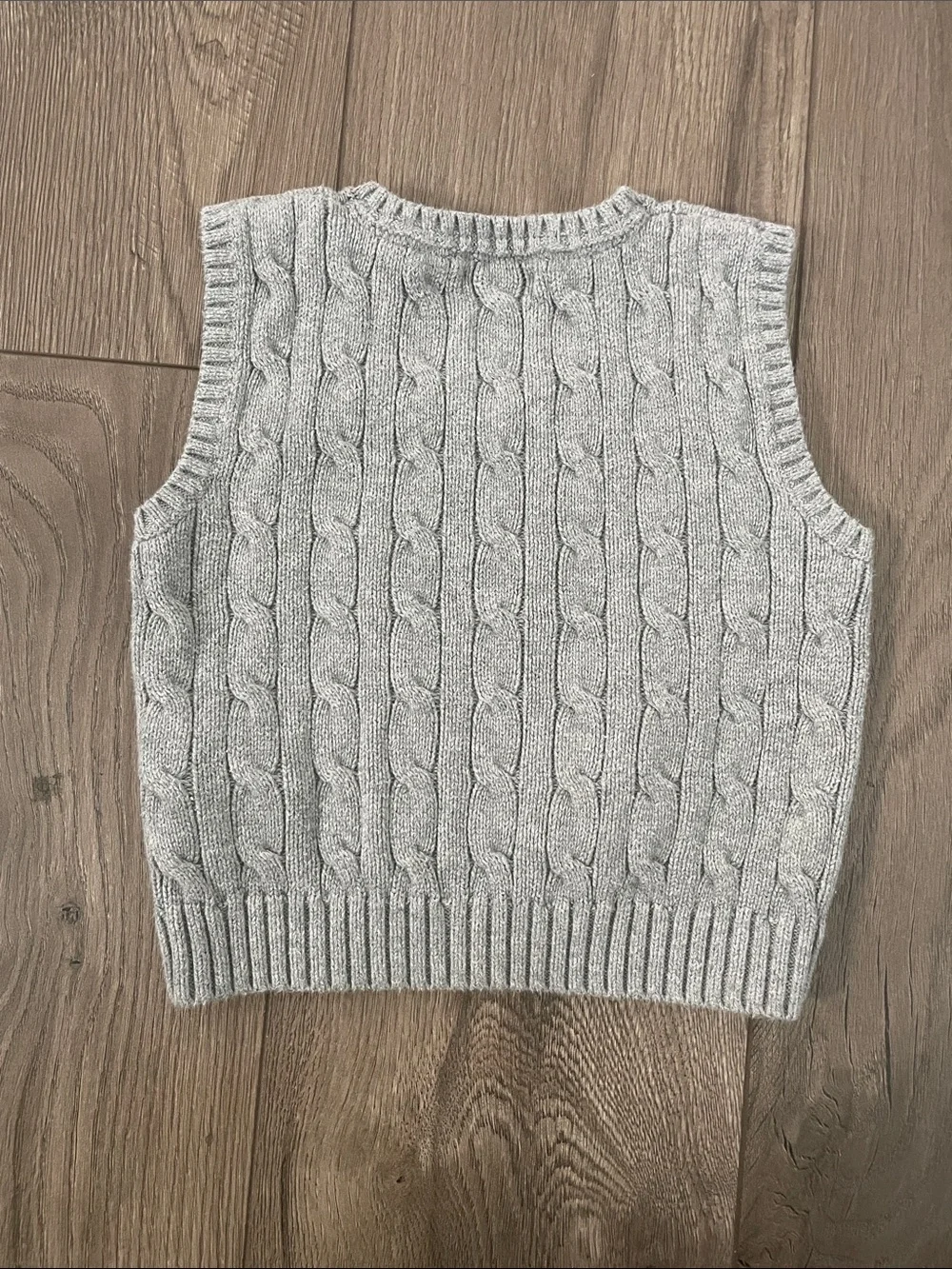 Ralph Lauren Light Gray Cable-Knit V-Neck Sweater Vest Sz:24M